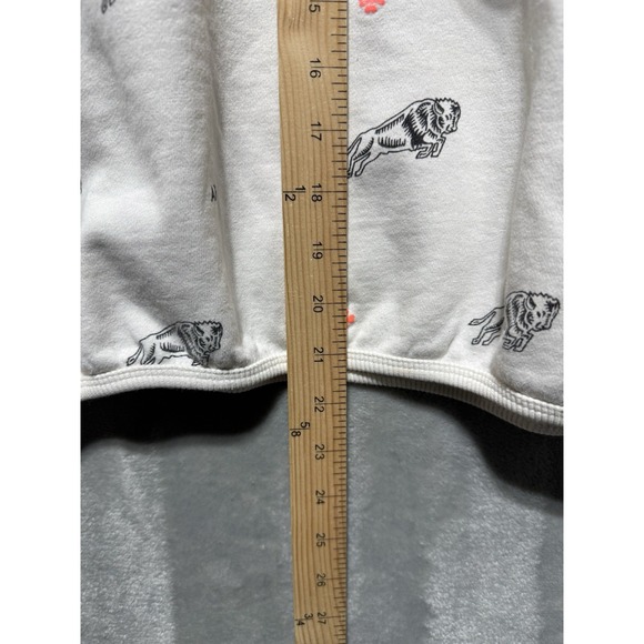 Scotch & Soda Buffalo Print Crewneck Sweatshirt Size M Off White Bison AB Logo - Picture 9 of 9